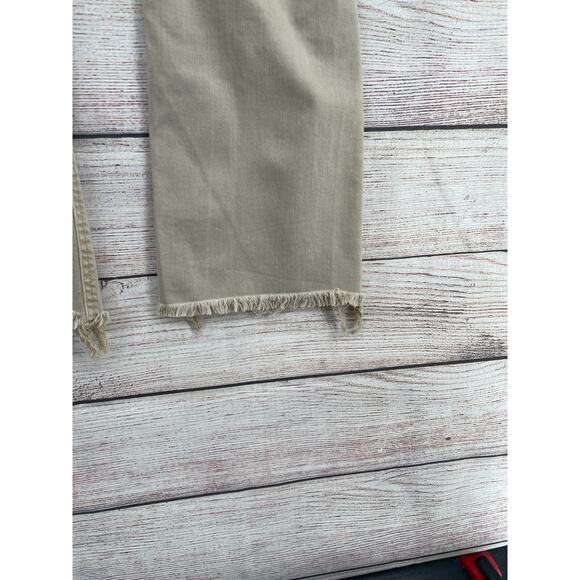 Risen Distressed Bootcut Jeans Women's Size 0/24 Tan/Beige Stretch - Picture 16 of 16